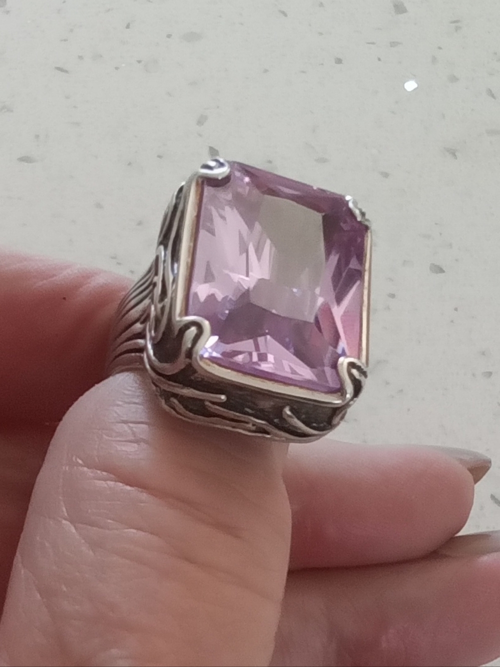Silpada Bold Lavender CZ Sterling Silver Ring 7